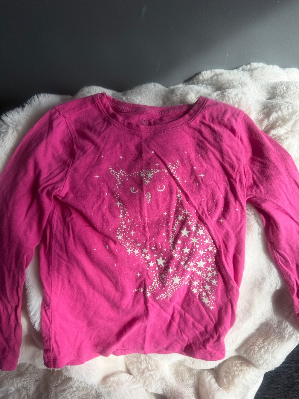 GAP Hot Pink Long-Sleeve Tee with Starry Owl Graphic